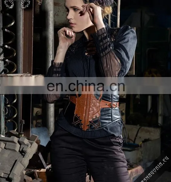 Steampunk Soft Boned Gear Corset With Removable Collar photo-4