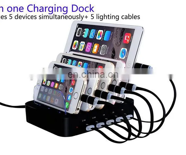 Hot Selling 2017 Amazon for Apple Smartphone 5 Port Usb Charging Station photo-5