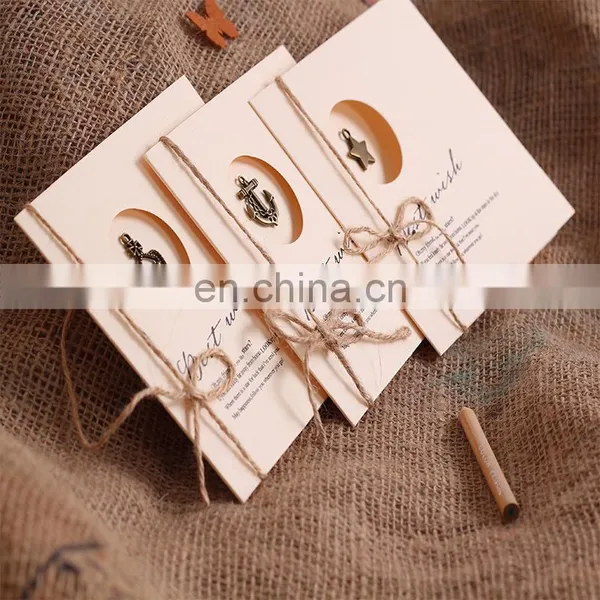 New Arrive Handmade Paper Greeting Cards Designs Metal Charm Creative Greeting Card photo-2