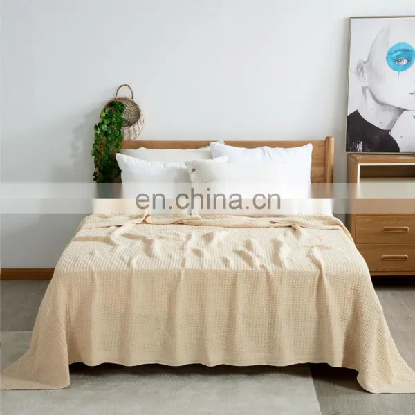 High Quality Cotton Material Fade Resistance Sand Wash Waffle Blanket photo-2