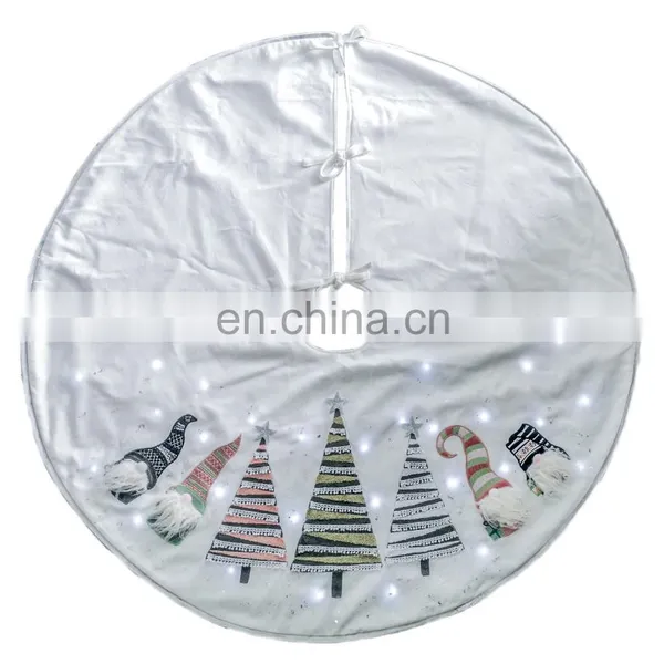 Decorative LED Embroidery Penguin With Hat 3D Scarf Tree Skirt for Christmas photo-5