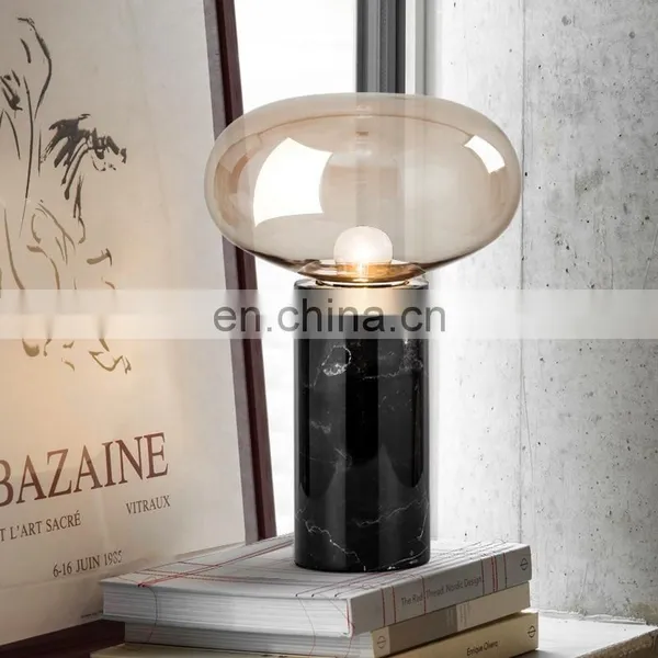 High Quality Modern Black Marble Bedside Table Lamp For Living Room photo-6