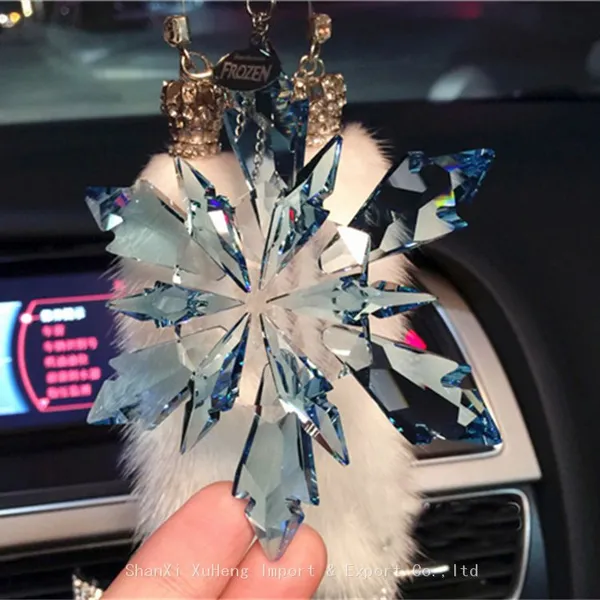 High Quality Crystal Snowflake Pendant Car Hanging Crystal Glass Ornament With Gift Box photo-2