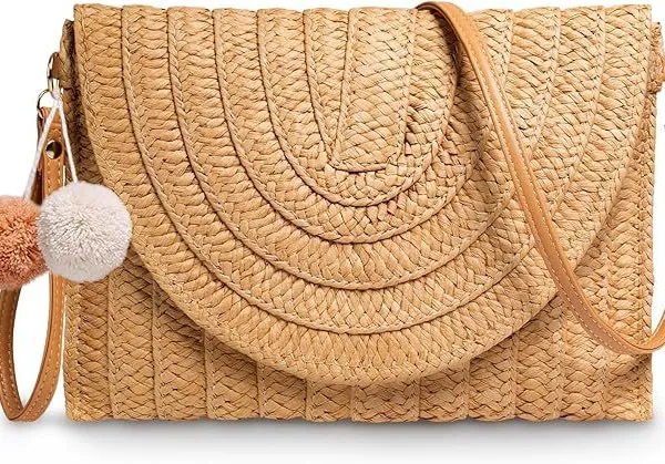 Женское соломяное кошелькообразное сумочное clutch-сумка, соломяная перешечная сумка, натуральная ручная соломяная сумка