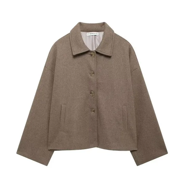 New Women's Retro Loose Casual Lapel Long Sleeved Single Breasted Woolen Jacket Jacket photo-4