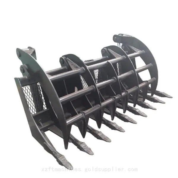 Skid Steer Rake Grapple, Multi-Functional Root & Debris Rake Grapple