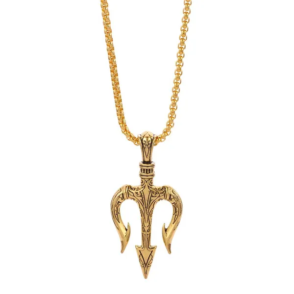 1pc Fashion Classic Trendy Nordic Viking Amulet Silver Color Poseidon Trident Pendant Necklace for Men Personality Hip-Hop Jewelry photo-2