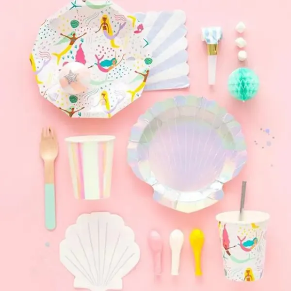 Ningbo PartyKing Metallic Foil Gold Tableware Baby Shower Wedding Decoration Birthday Party Paper Tableware Paper Plates Cups Straws