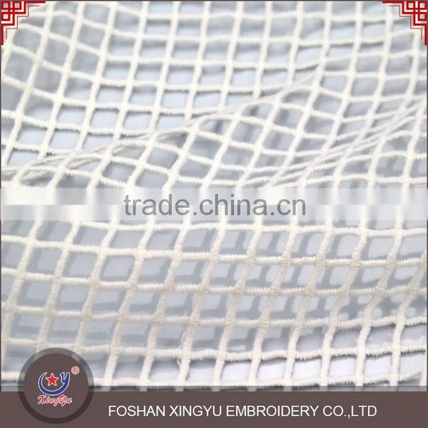 Top Quantity New Product Polyester Chevilled Silk Plaid White Lace Fabric Decoration for Lady Clothing photo-3