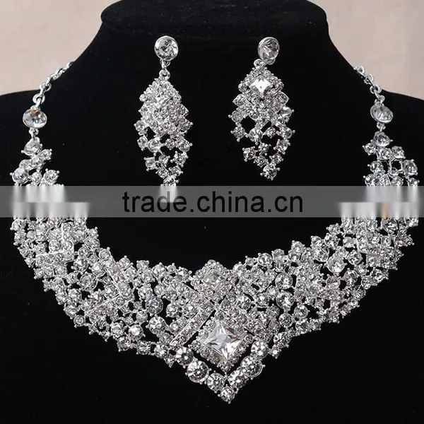 Bridesmaid Rhinestone Chunky Wedding Jewelry Set Beautiful Necklace Set photo-2