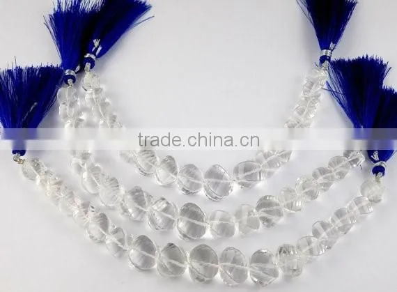 Natural Crystal Quartz Twisted Cushion Beads,Faceted Jewelry Making Beads,Clear Quartz Beads,8-13mm Beads,Finding Beads