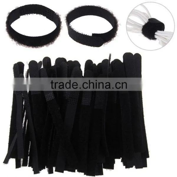 Reusable Nylon Hook Loop Cable Cord Ties Tidy Straps Organiser Black photo-2