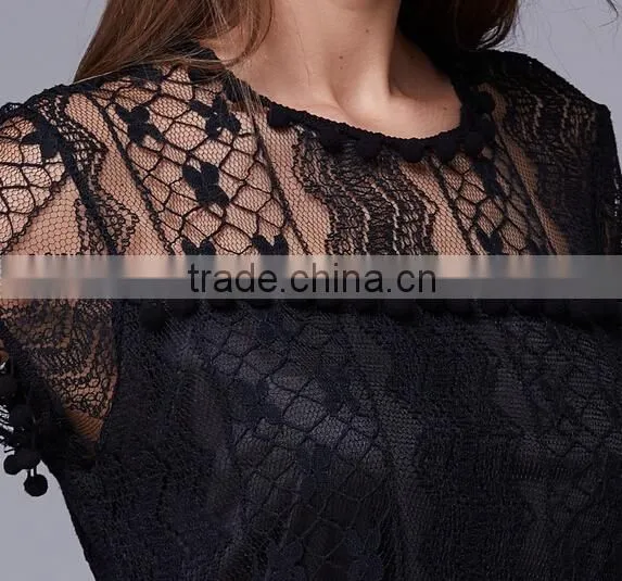 Latest Design Lady's Tassel Sexy Lace Evening Dress/ photo-6