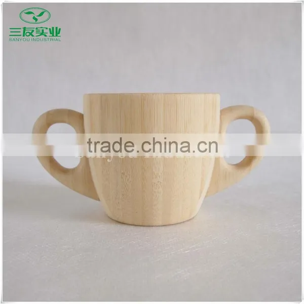 Top Quality Natural Color Bamboo Cup With Two Handles