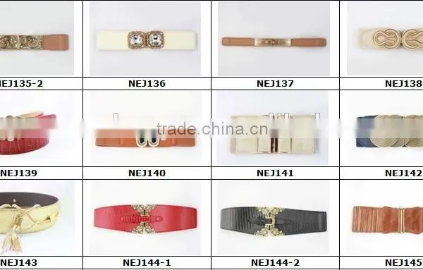 Ladies Classic Design Fashion Black Elastic Pu Ribbon Waist Belt photo-5