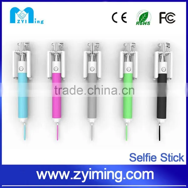 Zyiming Wholesale YM-Z07-6 Mini Foldable Colorful Wired Camera Monopod Selfie Stick Bluetooth for Smart Phone