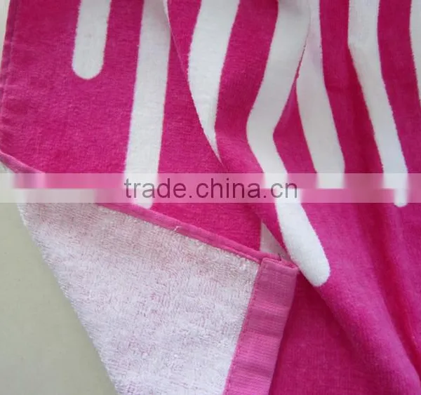 100% Cotton Rosy Pink Color Airplane Sleeping Towel Velour Printed Pool Towel Cover photo-4