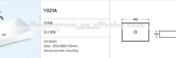 New Ceramic Basin Bathroom Square New Design White Single Hole Art BasinY021A photo-2