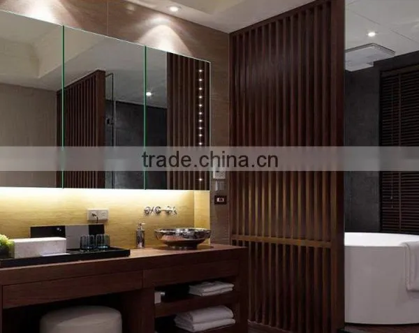 European Style Fog Free Illuminated LED Bathroom Shaver Sensor Mirror Cabinet With Infrared Switch photo-3