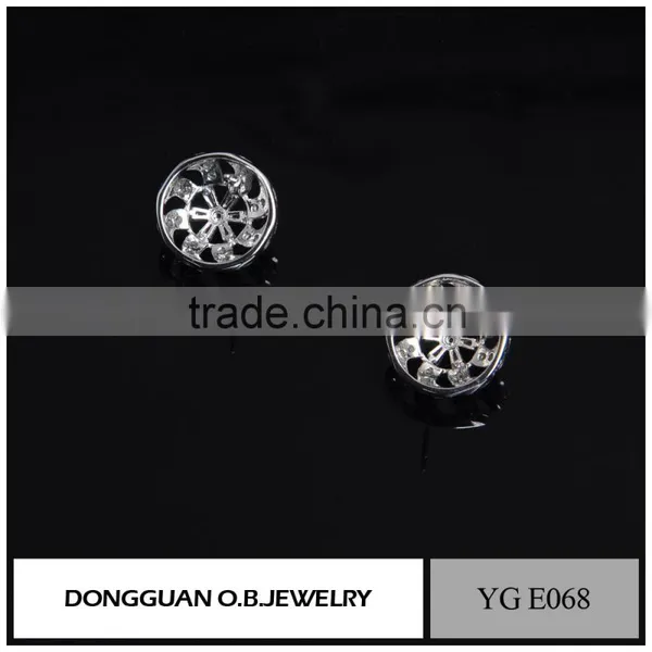 Top Quality Wedding Jewelry Real Silver Plating Diamond Stud Earring For Women photo-4