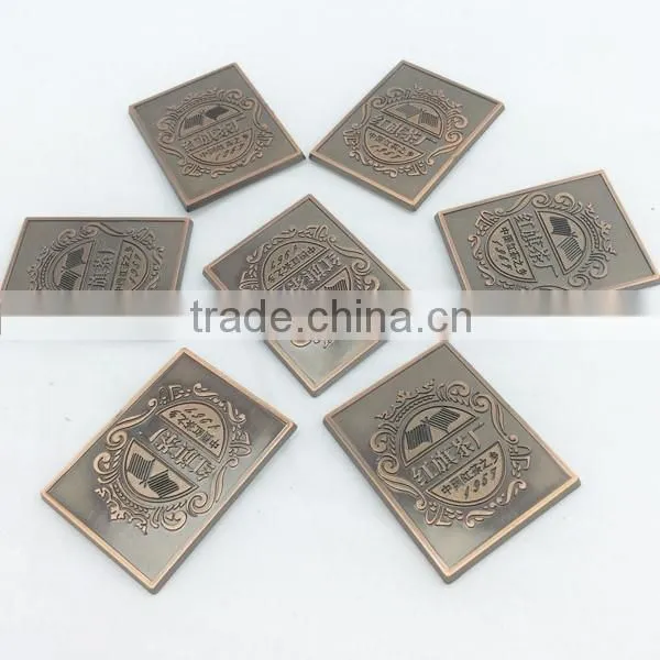 promotional excellent quality metal label for wine packages , metal labels for perfume bottoles with custom logo