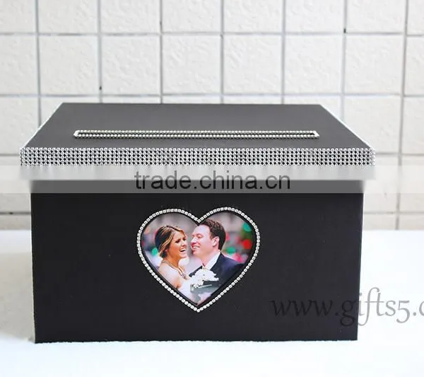 Elegant Black Wedding Money Box in Handmade With Photo Frame Wedding Decorations photo-3