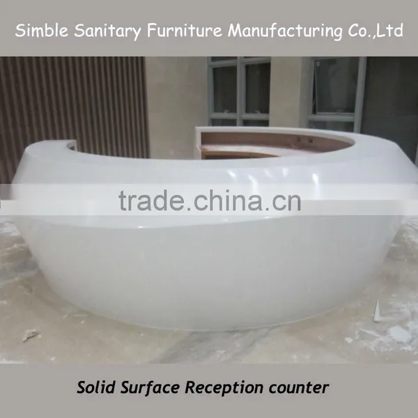 Modern Style Solid Surface Reception Desk, White Glossy Bank Front Desk photo-3