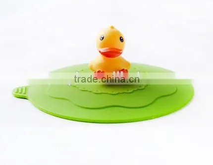 Cute Cartoon Leak Proof Soft Little Yellow Duck Silicone Suction Cup Lid photo-2