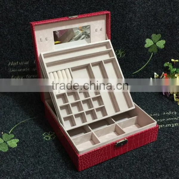 Chinese Factories Wholesale Custom Luxurious Leather Jewelry Box, Red Beautiful Watch Box photo-4