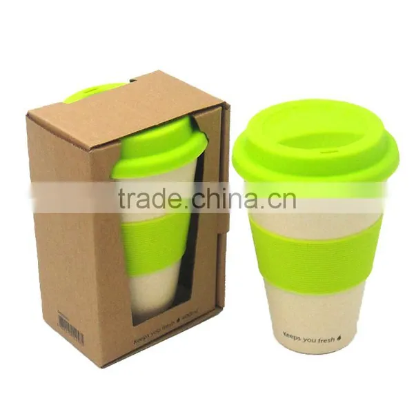 16oz Colorful Bamboo Fiber Coffee Cup With Silicone Lid And Holder photo-3