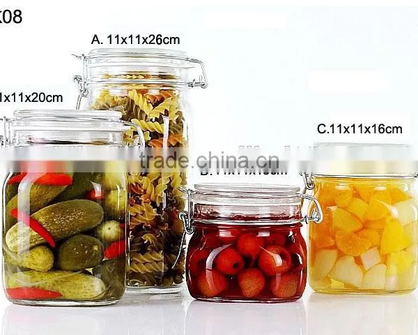 Clear Storage Glass Jar With Glass Clip Top photo-3