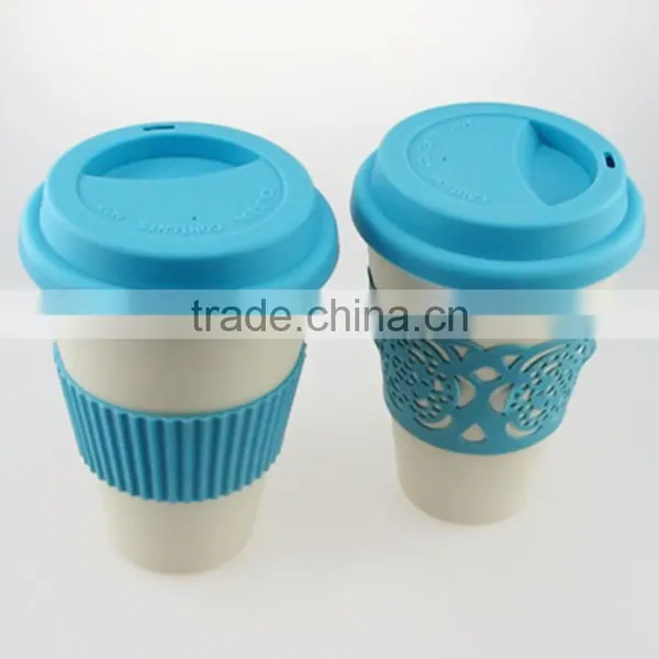 Decal Printing Bamboo Fiber Drinkware Biodegradable Coffee Cup With Silicon Cover photo-2