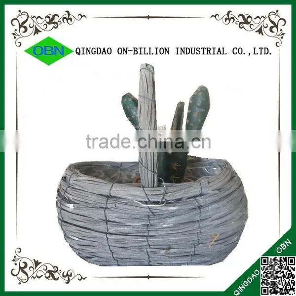 Rattan Woven Grey Flower Hanging Basket photo-2