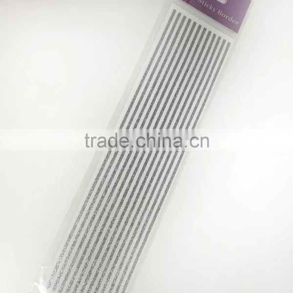 Silver Glitter Sticky Border, Shiny Glitter Border Sticker, X'mas Sliver Sticky Border photo-3