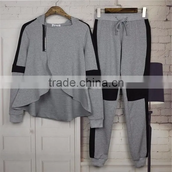 Two Piece Set Women Tracksuits Sportsuit 2016 Autumn Ladies Zipper Split Hooded Sweatshirts photo-2