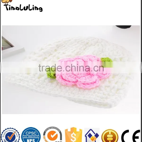 Knit Crown Hat Photography Prop Crochet Infant Newborn Knitted Kid Children Girls Flower Hat Baby photo-4