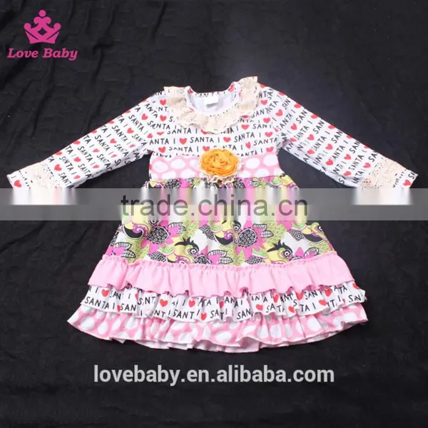2016 Newest Letter I Love Santa Multi Layered Flower Girl Dress Top With Big Minky Polka Dots Icing Pants Wholesale LBYTZ001-57 photo-2