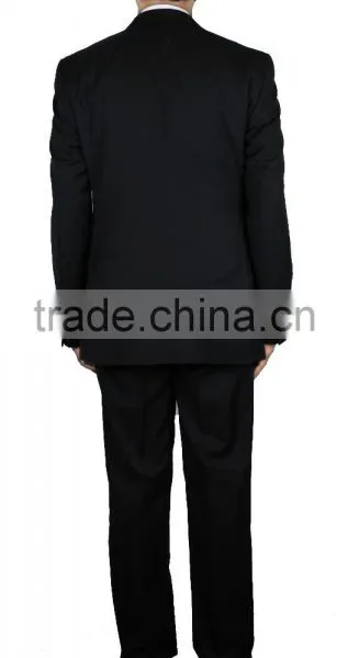 NAAMS MEN'S WOOL 2 BUTTON 2 VENT SLIM FIT SUIT JACKET FLAT FRONT PANT BLACK photo-4