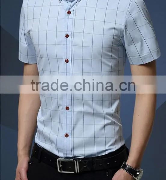 In the Summer of 2016 the New Men's Short Sleeve Shirt, Cultivate One's Morality Thin Section Checked Shirt Cotton Business Casu photo-3