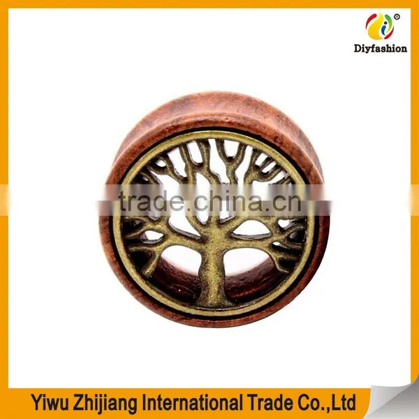 Oasis Plus Tree Of Life Oranic Wood Tunnels Double Flared Ear Stretcher Saddle Plugs Gauge photo-2