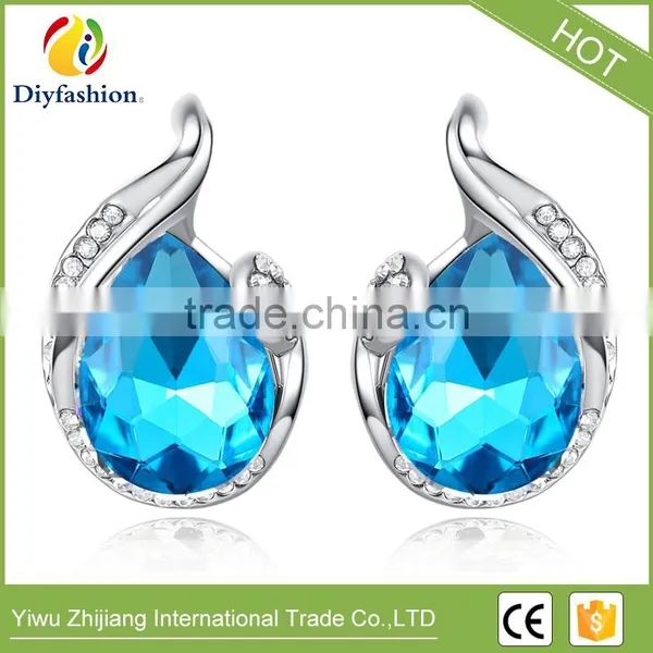 Latest Fashion Drop Shape Ladies Zircon Stone Stud Earrings photo-2