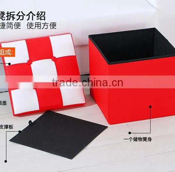 PU Leather Thick Foldable Shoes Storage Stool Box Bench Seat photo-2