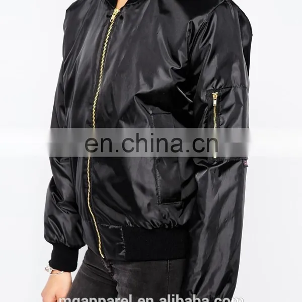 New Fashion Shiny Ribbed Bomber Jacket for Women in Life photo-4