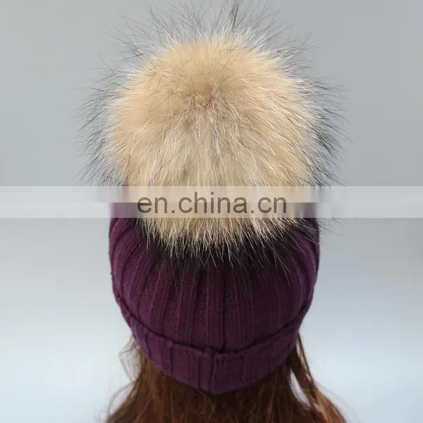 Classical Stripe Style Adults Acrylic Hats Winter Acrylic Hats With Big Ball on Top photo-4