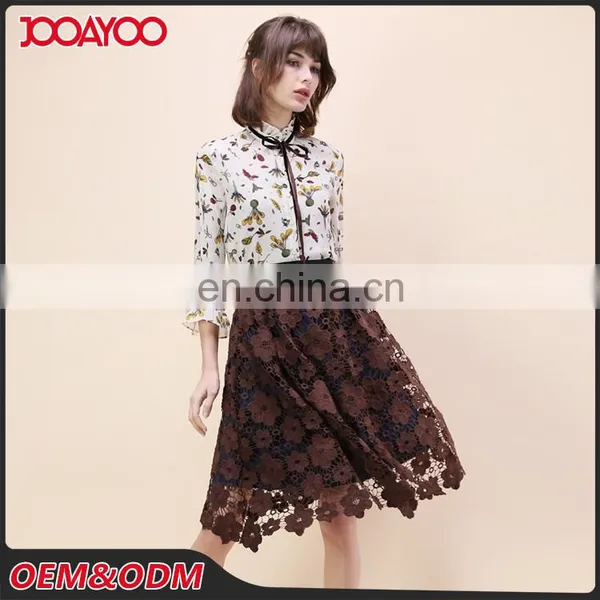 Women Latest Fashion Blouse Designs Flora Printed Long Sleeves Sheer Chiffon Blouse photo-4