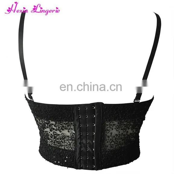 Paypal Accept Black Sequins Adjustable Straps Underwear Women Stylish Sexy New Style Bra photo-3
