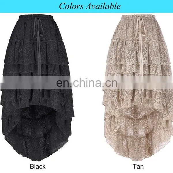 Belle Poque Ladies High-Low Hemline Design Black Amelia Steampunk Ruffled Lace Cake Skirt Popular Skirt BP000221-2 photo-6