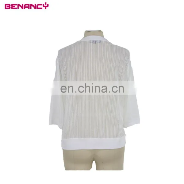 Stripe Jacquard Lace Woman Short Cardigan Bolero photo-2