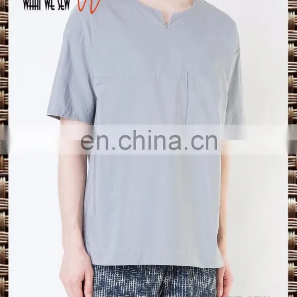 Medium Grey Cotton Chest Pocket T-shirt From W.W.S 100% Cotton