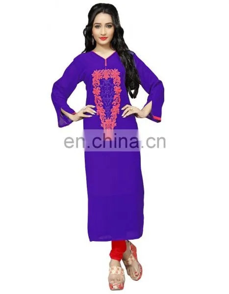 Casual Wear High Quality Georgette Embroidery Kurtis 2017